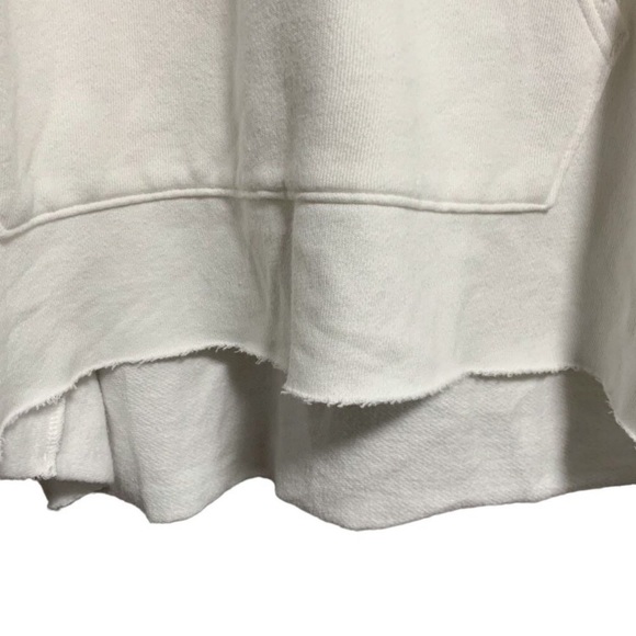 Aerie Raw Hem White Kangaroo Pocket Pullover Hoodie, small - Picture 4 of 9